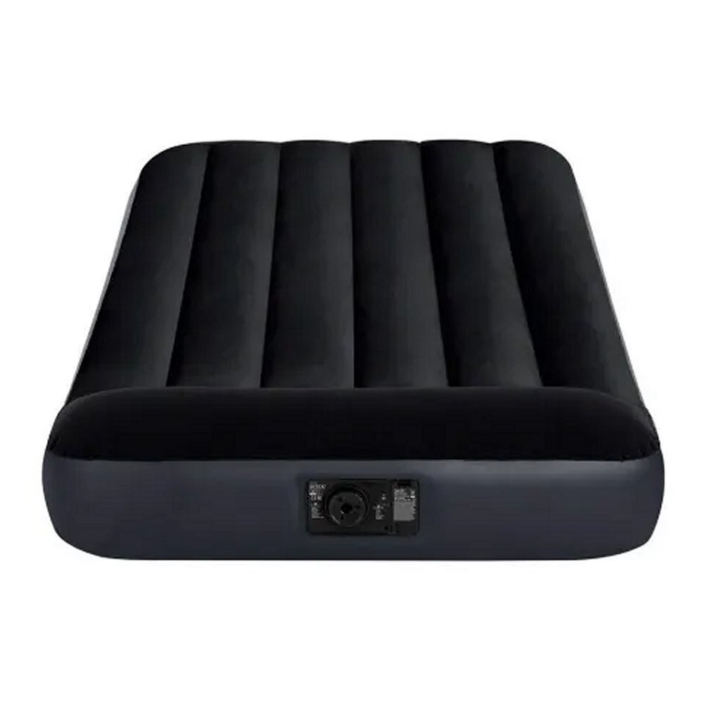 Intex 64146 Kissen Ruhe Klassiker Twin Lufbett + Pumpe 99x191x25 cm Schwarz
