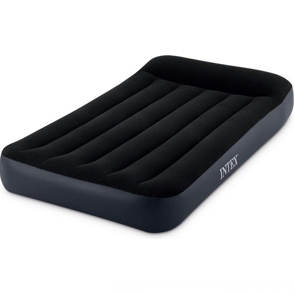 Intex 64146 Kissen Ruhe Klassiker Twin Lufbett + Pumpe 99x191x25 cm Schwarz