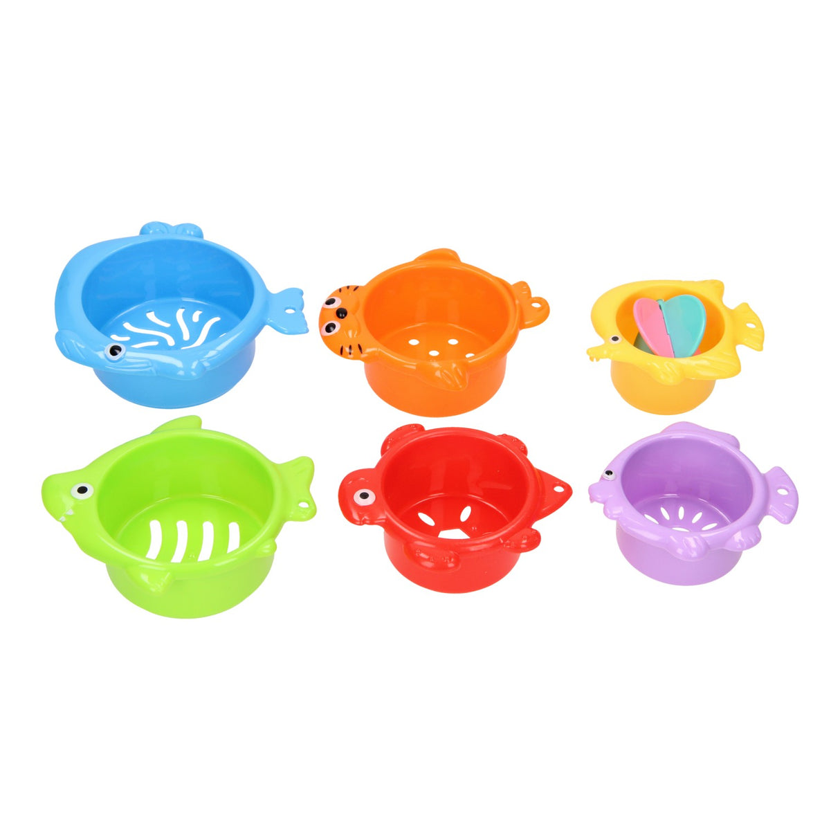 Stack of bath cups animals 6dlg.