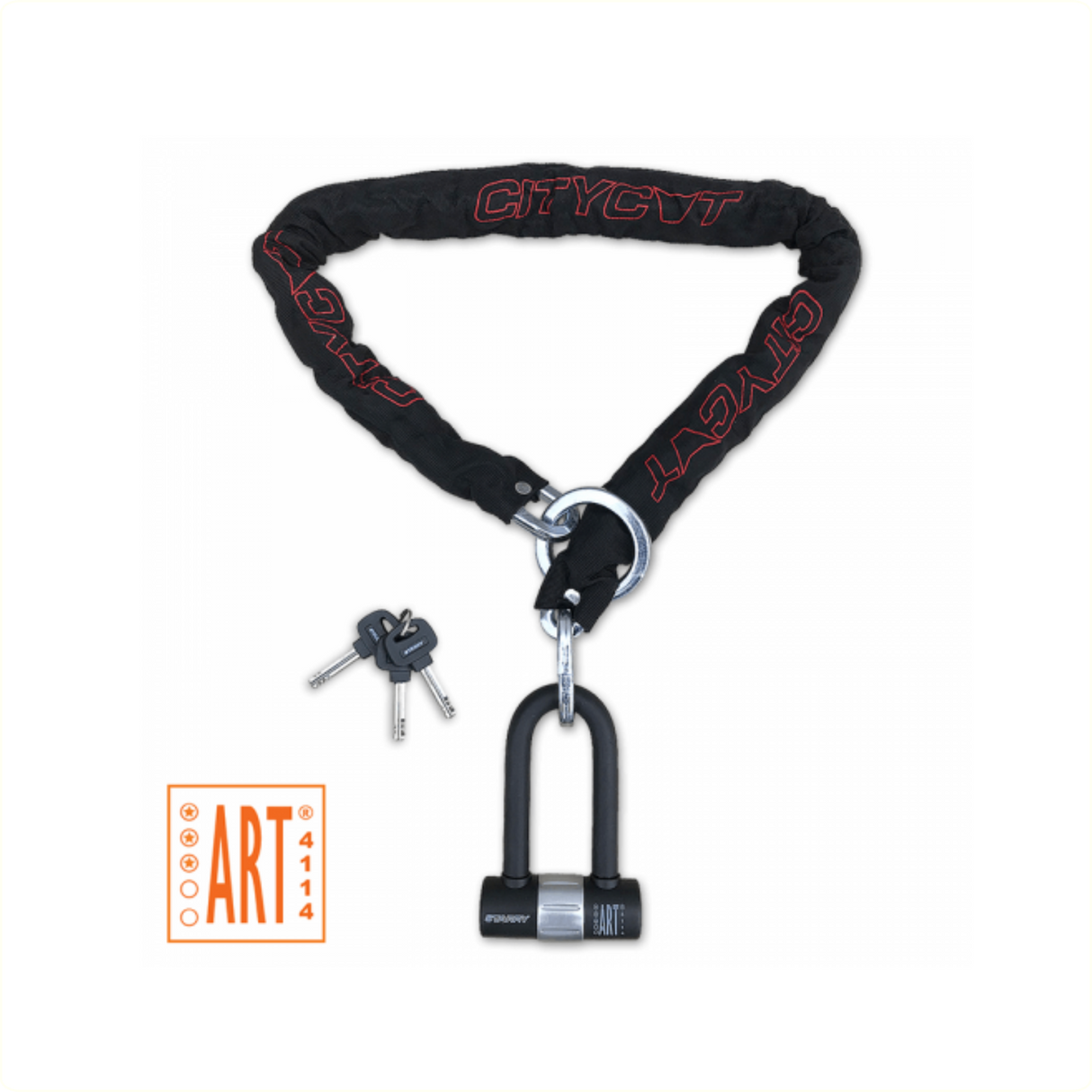 Citycat chain lock Art *** 120 x 10mm. with loop and mini bracket lock
