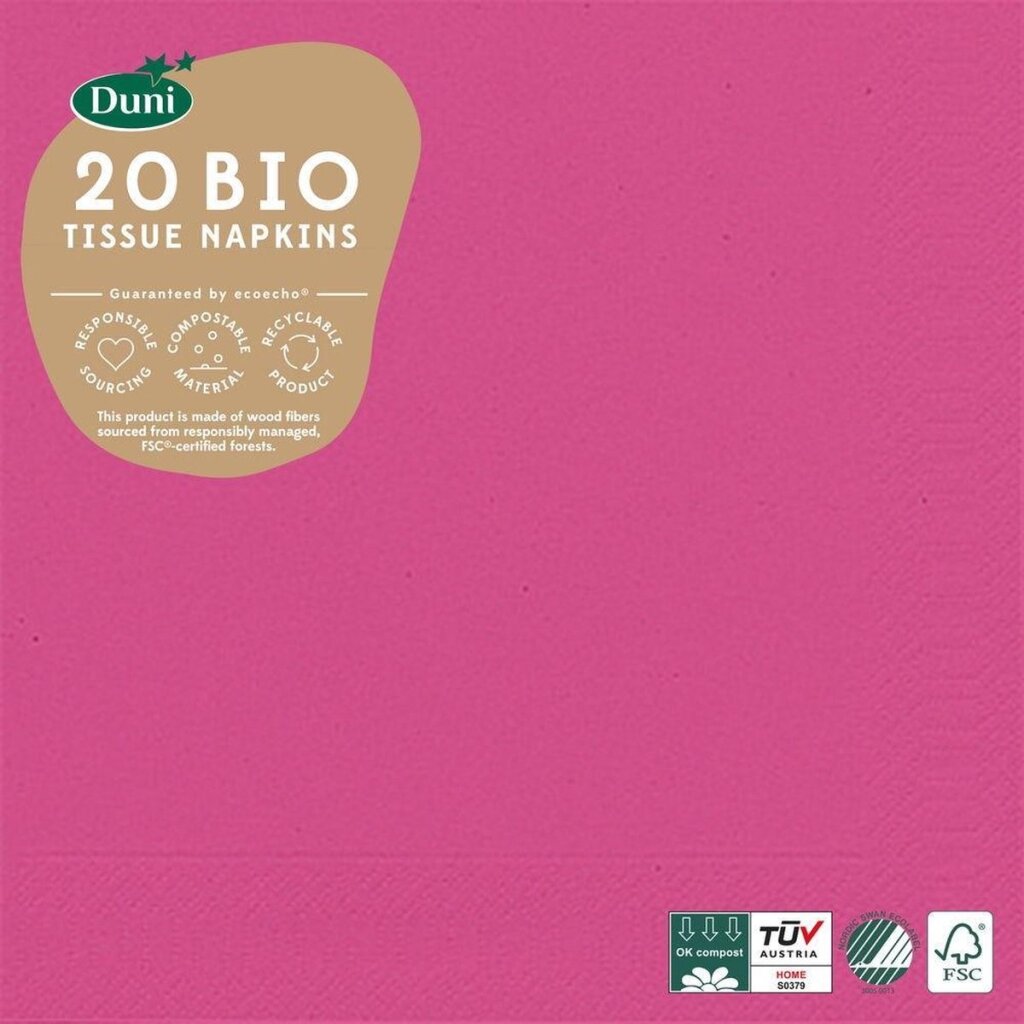 Duni prtički Bio 3-sloj 33 x 33 cm papir Fuchsia 20 kosov