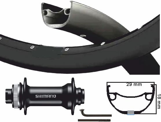 KGS SHIMANO Rueda delantera 28 29 pulgadas (622) Negro a través de Axxle Centerlock 110 mm