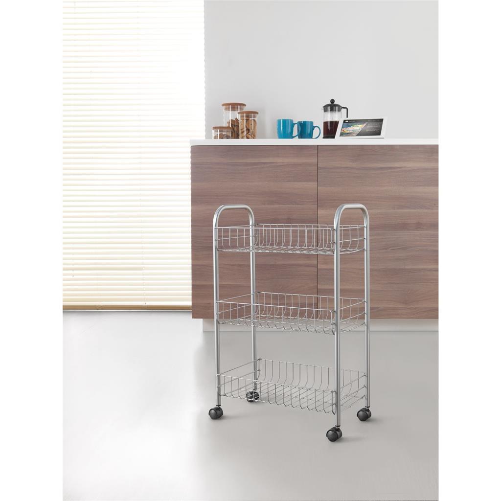 Tomado-Metaltex Tomado Metaltex Küchenbad Aufbewahrung Trolley Lugano 41x23x63 cm Räder