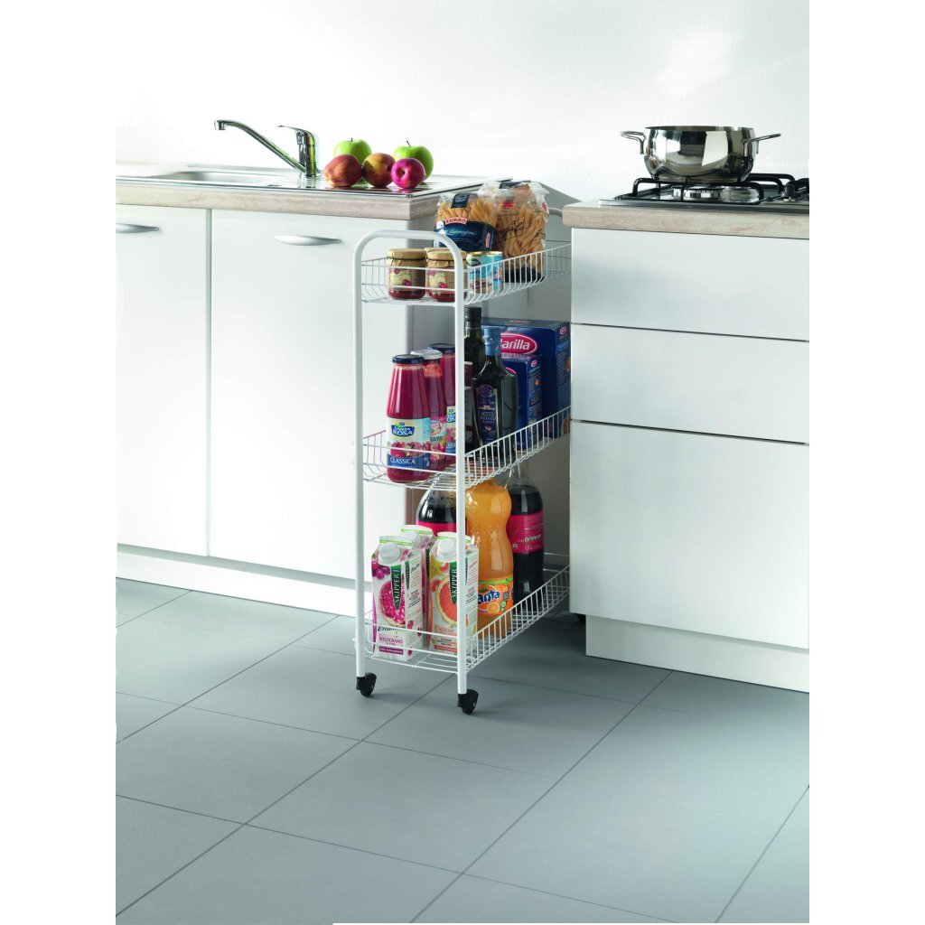 Tomado-Metaltex Slim Kitchen trolley with wheels 23x56x84 cm white