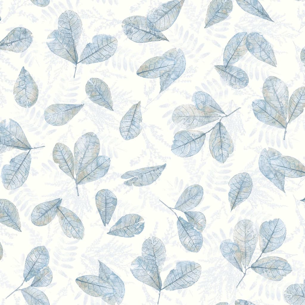 NOORDWAND NOORDWAND Fond d'écran des feuilles à feuilles persistantes blanches et bleues