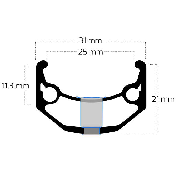Ryde Relg Zac Bull 28 29 622 x 25c Aluminium 36 hull 14g svart skjerpet