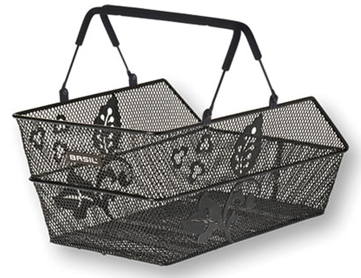 Basil Cento Flower Multi - Bicycle Basket - na zadní straně - černá