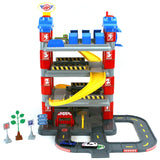 Dolu dolu york garage with 4 floors 2 die-cast car #039; s 2 traffic signs tree