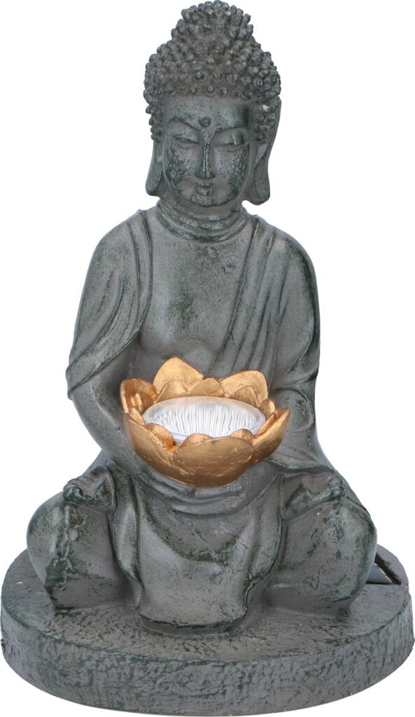 Grundig Grundig Buddha Immagine con Solarbamp LED Out Out Out Fire Durata 6-8 ore 17x16x27 cm