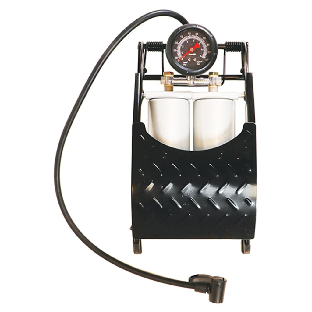 Pompe à pied Carpoint avec manomètre double premium 7 bar en acier noir