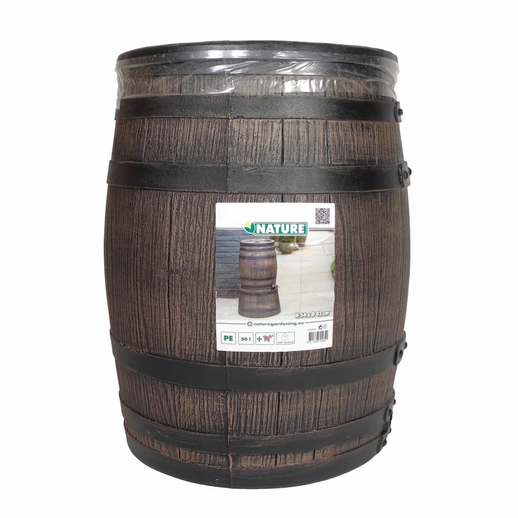 Nature Rain Barrel con legno da 50 L 38x49,5 cm marrone