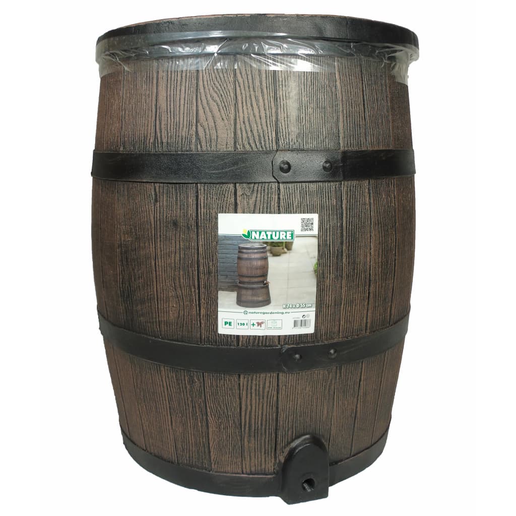 Přírodní dešťová hlaveň s dřevěným vzhledem 120 l 50,5x66 cm hnědá