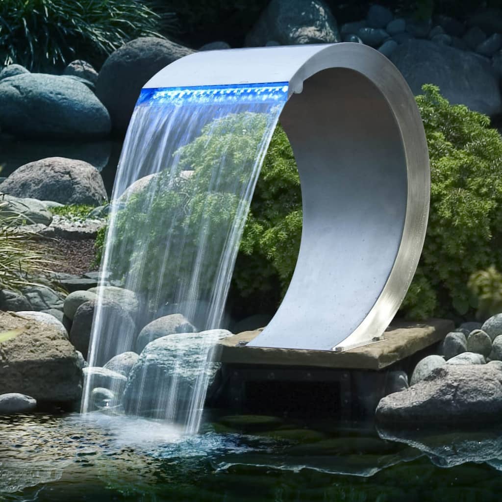 Ubbink ubbink mamba cascade avec éclairage LED en acier inoxydable