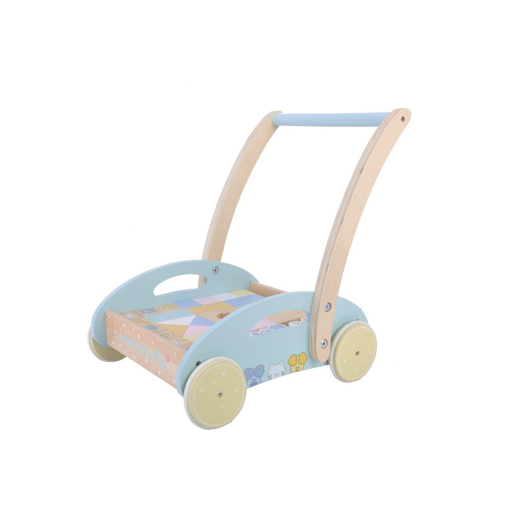 Rubo Toys Woezel and PIP Wooden block cart 27x35x36 cm