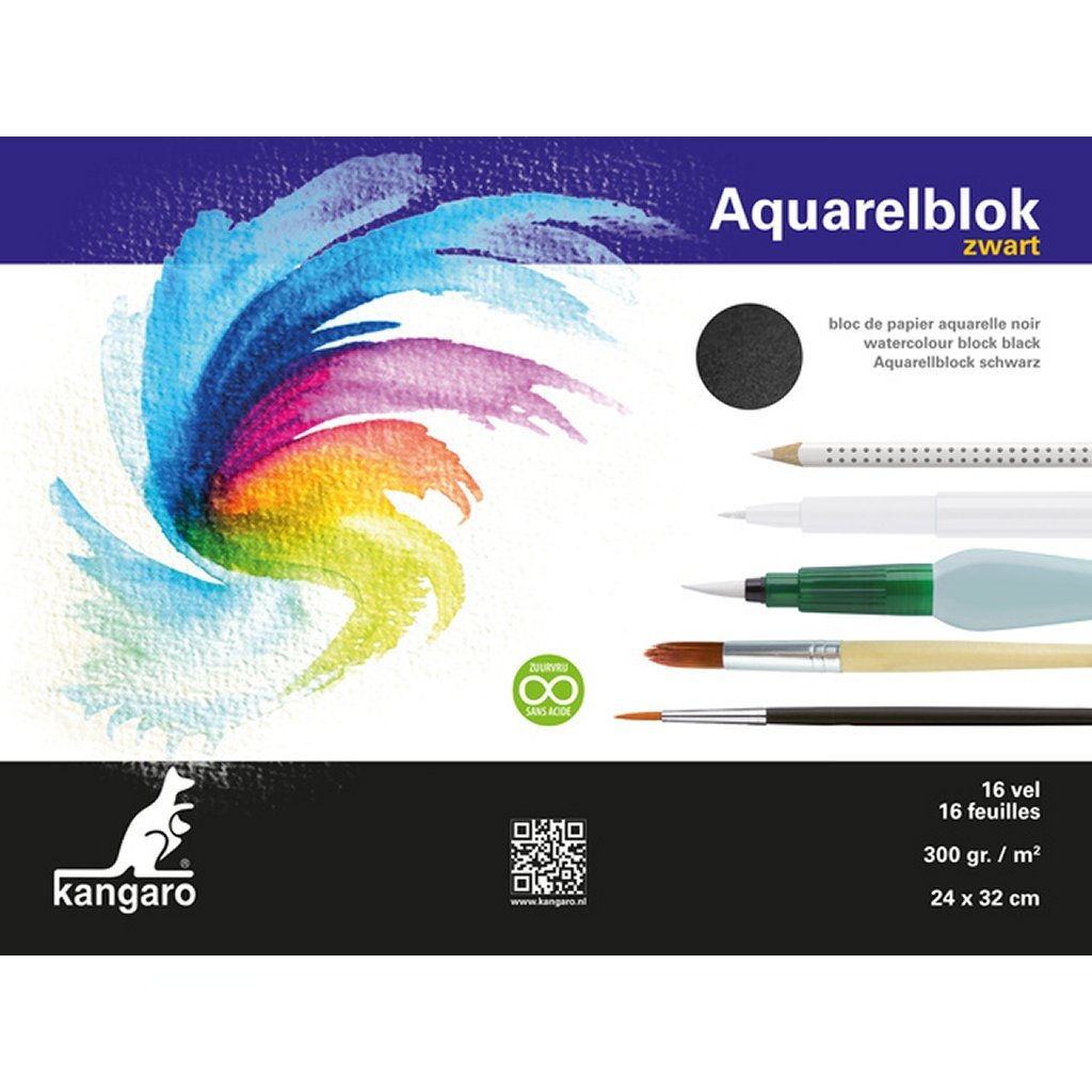 Kangaro k-5312 AquareL Block 32x24 cm 300 Gramm 40 Blat schwaarz