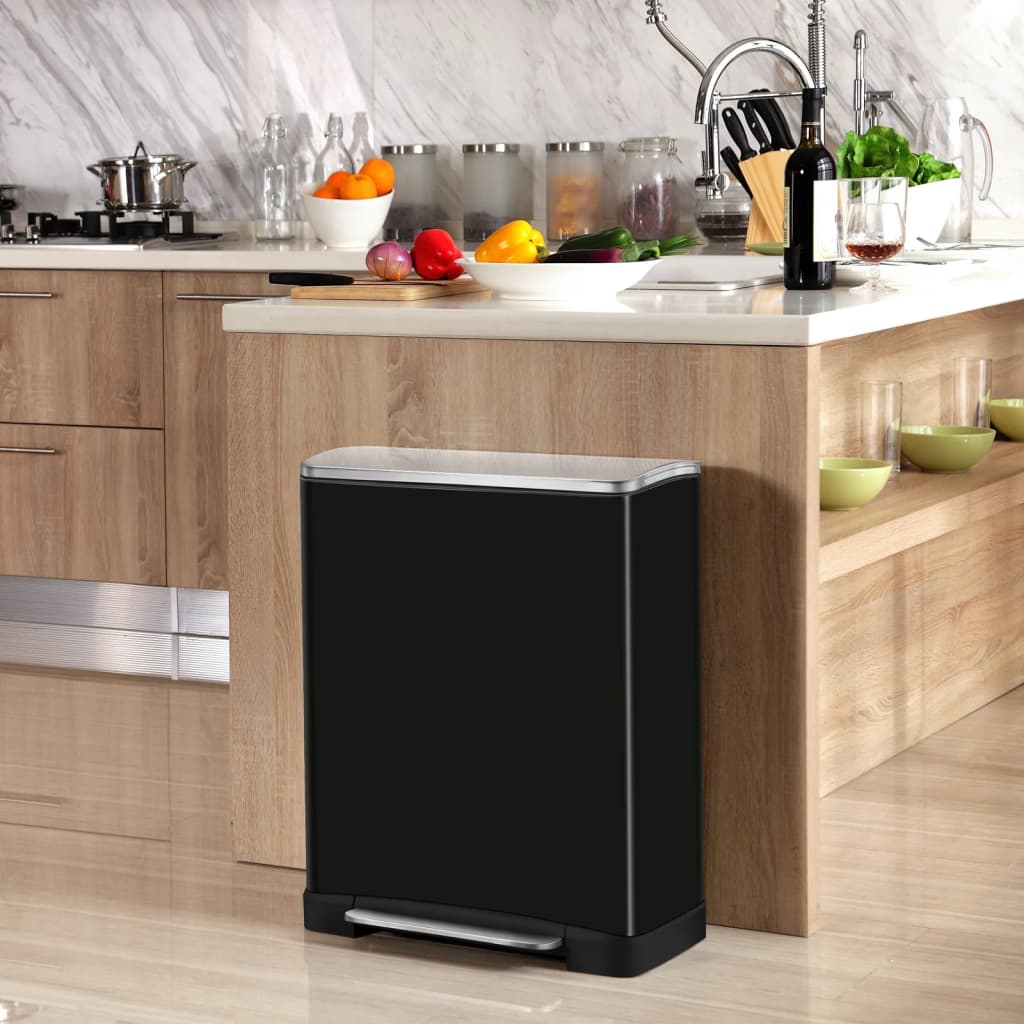 Eko eko pedal bin e-kub 28 l+18 l mattzwart