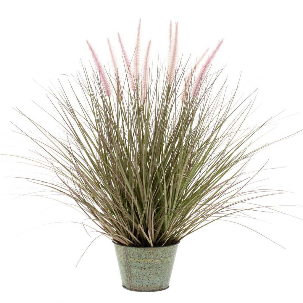 Emerald artificial plant in Zinc Pot Lamppoetsergras 58 cm