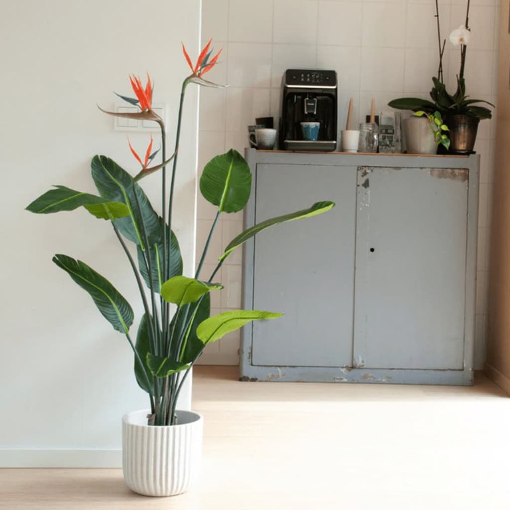 Plant d'art émeraude émeraude avec pot et fleurs Strelitzia 120 cm