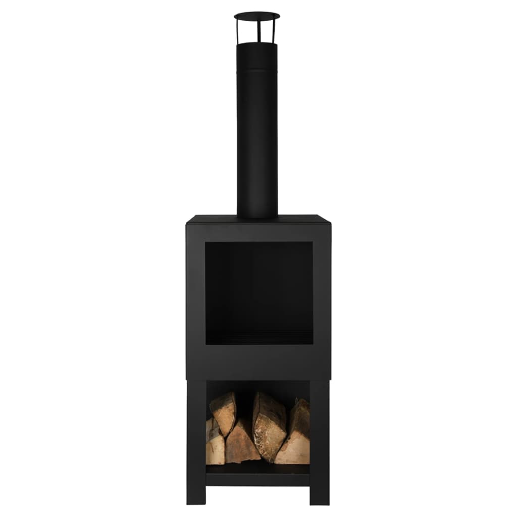 Esschert Design Esschert Design Garden Peis with Wood Storage Black FF410
