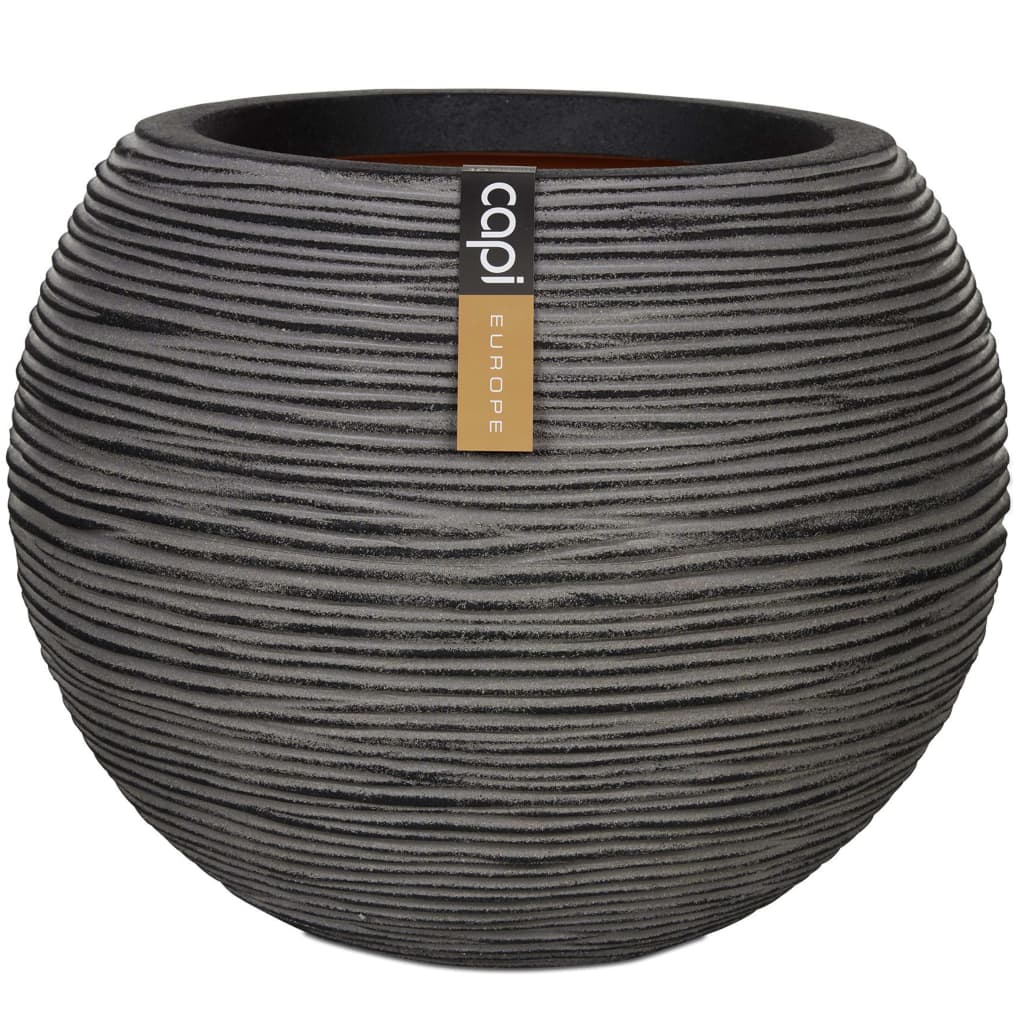 Capi Flowerpot Nature Rib Sférical 40x32 cm Anthracite kofz270
