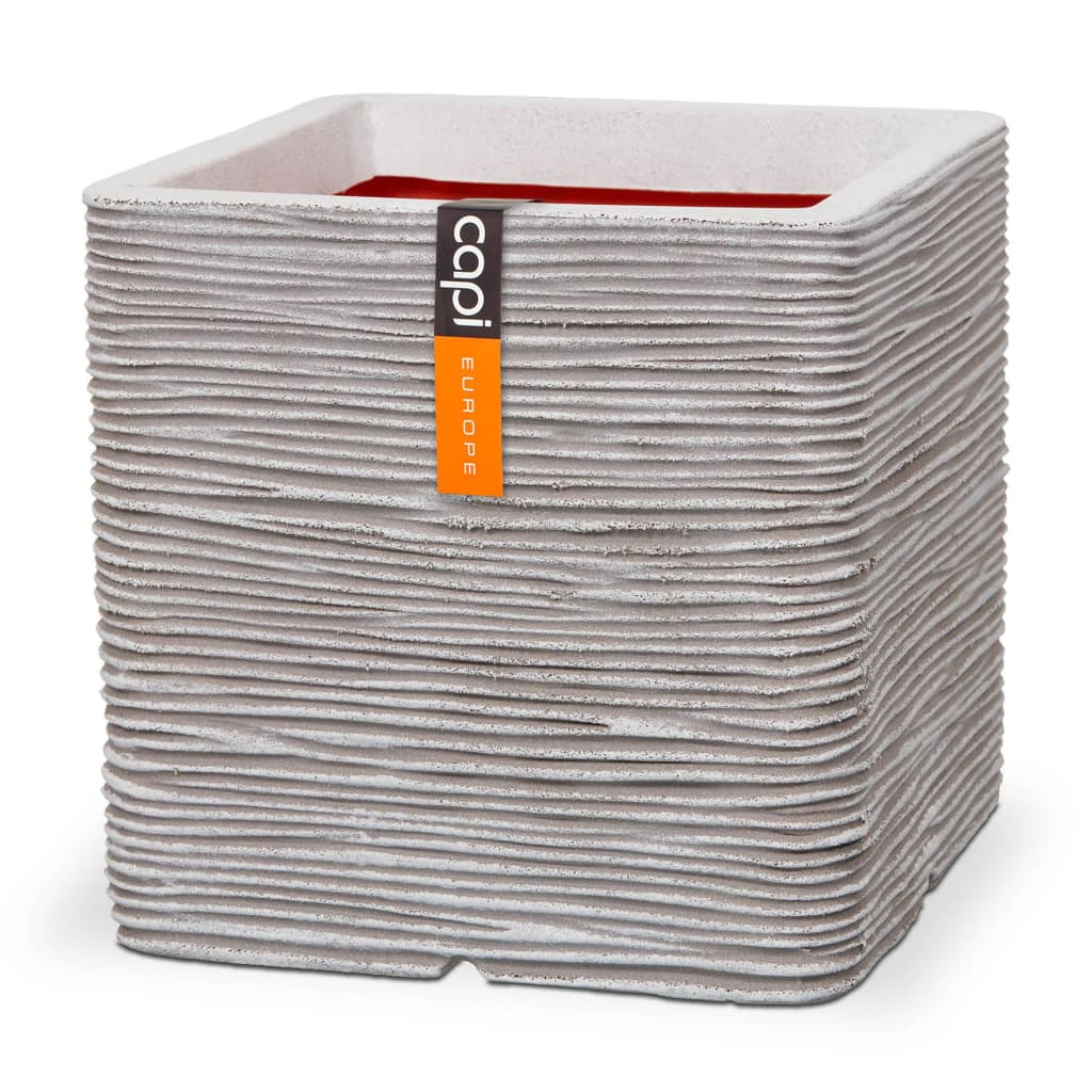 Capi Planter Nature Rib kvadrat 50x50 cm slonokoščene slonovine