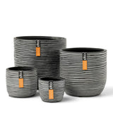 Capi capi 4-teiliger Blumentopf Set Naturrippen Anthrazitfarben