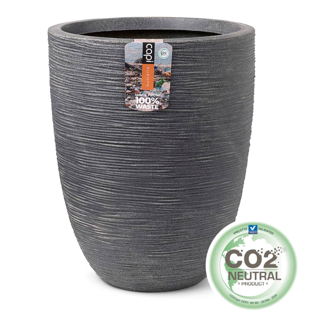 Capi Planter Wash Rib Low Elegant 34x46 cm Gray