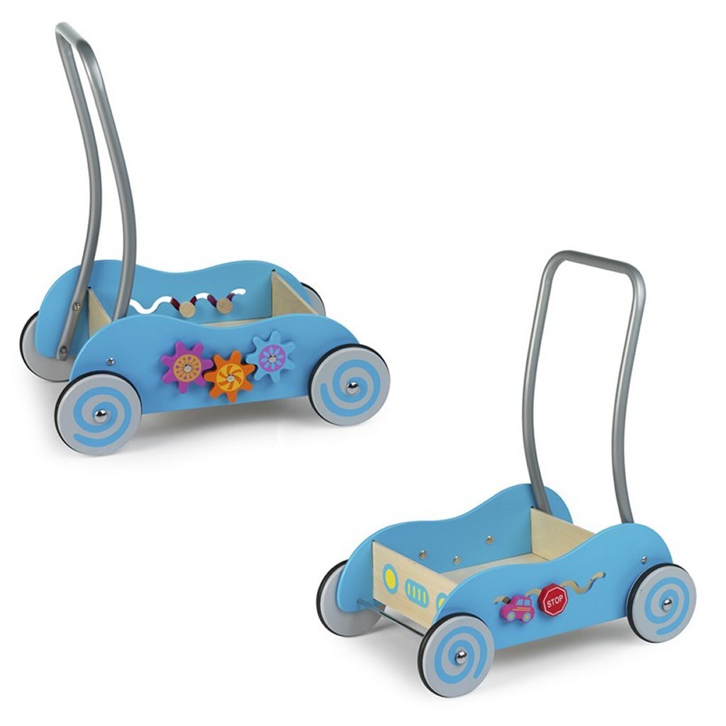 Simplement pour les enfants en bois Push Wagon Blue
