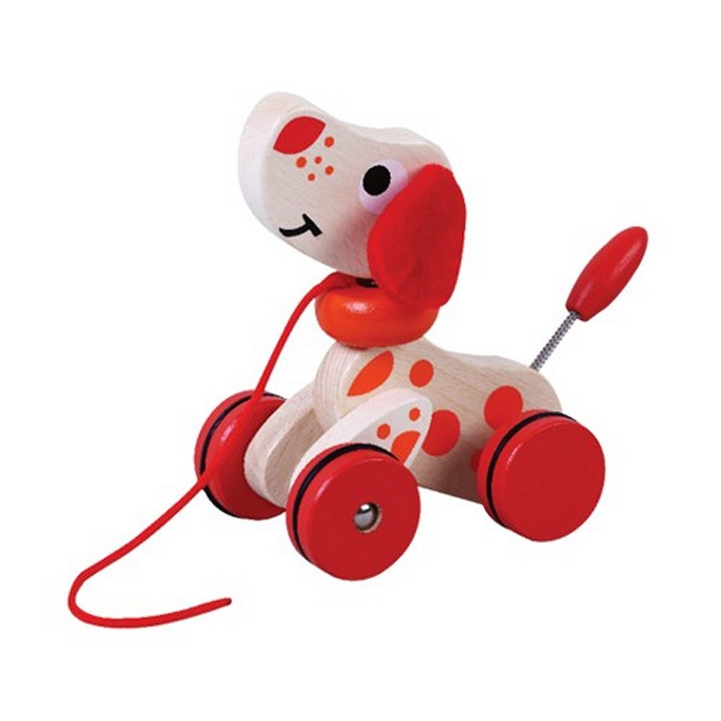 Simplement pour les enfants Tension en bois chiot rouge rouge