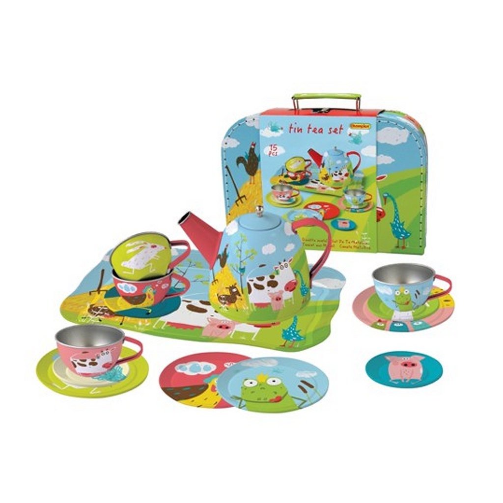 Simplement pour les enfants set en métal dans une valise avec des animaux de ferme 15 pièces