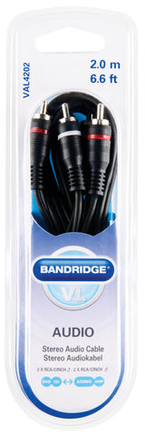 BANDRIDGE BANDRIDGE VAL4202 STEREO AUDIO KABEL 2X RCA Mand 2x RCA Mand 2,00 m sort