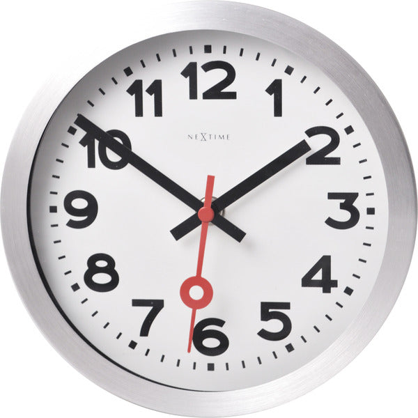 Nextime NE-3998AR Wall Clock Slide. 19 cm, børstet aluminium, 'station'