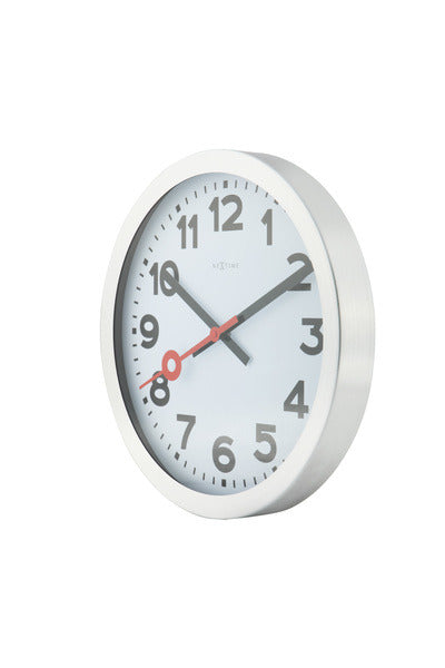 Nextime NE-3998AR Wall Clock Slide. 19 cm, børstet aluminium, 'station'