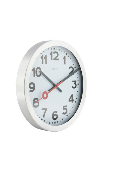 Nextime NE-3998AR Wall Clock Slide. 19 cm, børstet aluminium, 'station'