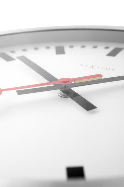 NEXTIME NE-3998ST Wall clock slide. 19 cm, brushed aluminum, 'station'