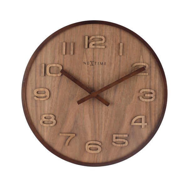 Nextime NE-3096BR Wall Horloge Slide. 35 cm, bois, brun, «bois en bois»