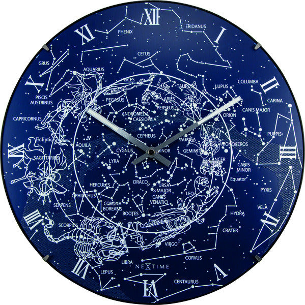 Nextime NE-3165 Wall Clock Slide. 35 cm, kugle af glas, 'Mælkevejskuppel'