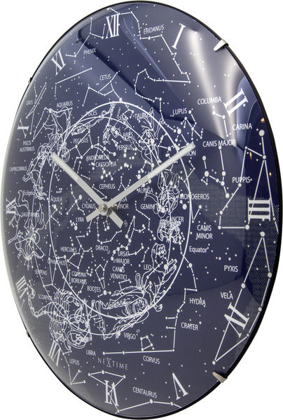 Nextime NE-3165 Wall Clock Slide. 35 cm, kugle af glas, 'Mælkevejskuppel'
