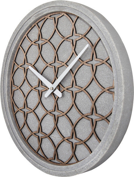 Tobado de reloj de pared NEXTIME NE-3212BR. 39.5 cm, Polyresin Wood, Gray