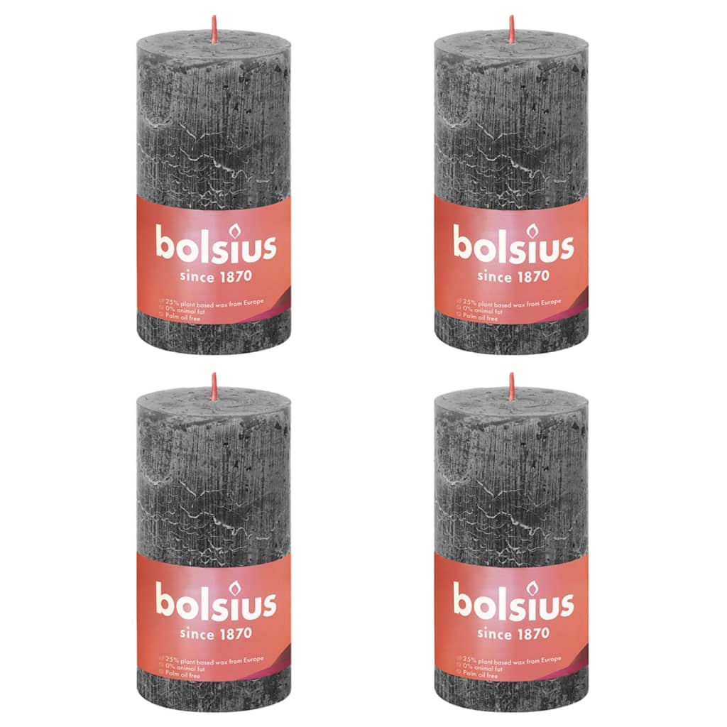 Bolsius Bolsius Stollen Shine 4 St rustic 130x68 mm Storm Grey