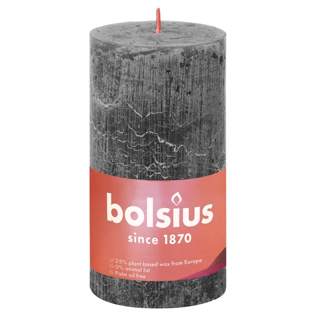 Bolsius Bolsius Stollen Shine 4 St rustic 130x68 mm Storm Grey