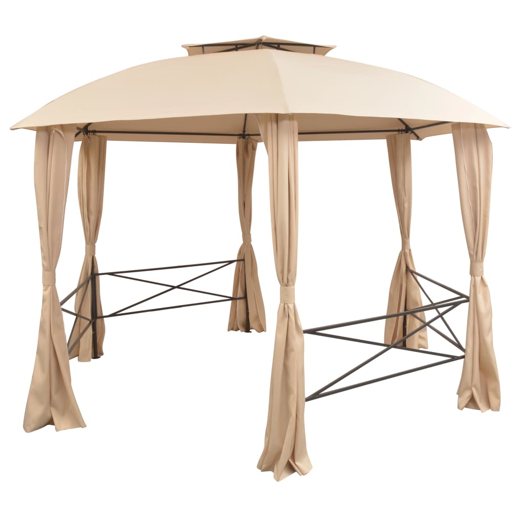 Vidaxl Garden Pavilion z zasłonami sześciokątne 360x265 cm