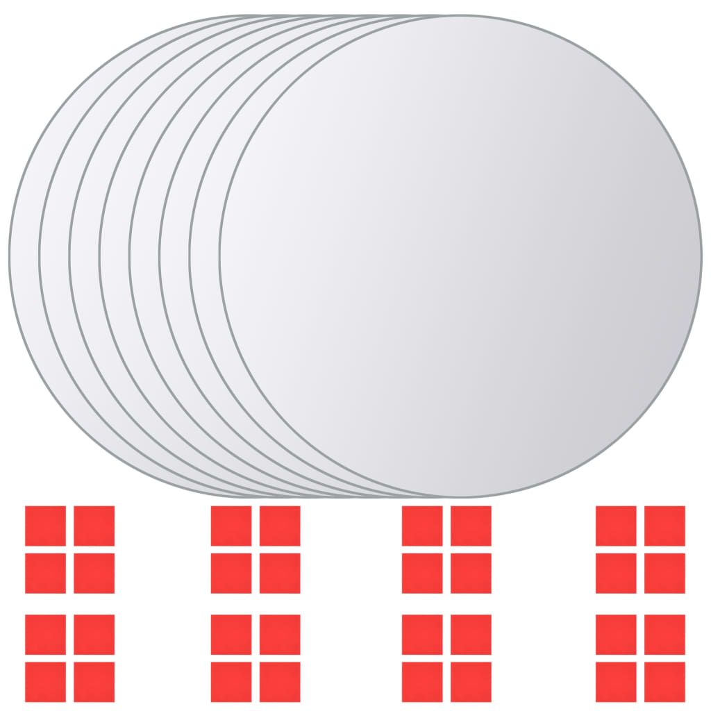 Vidaxl 8 st mirror tiles round glass