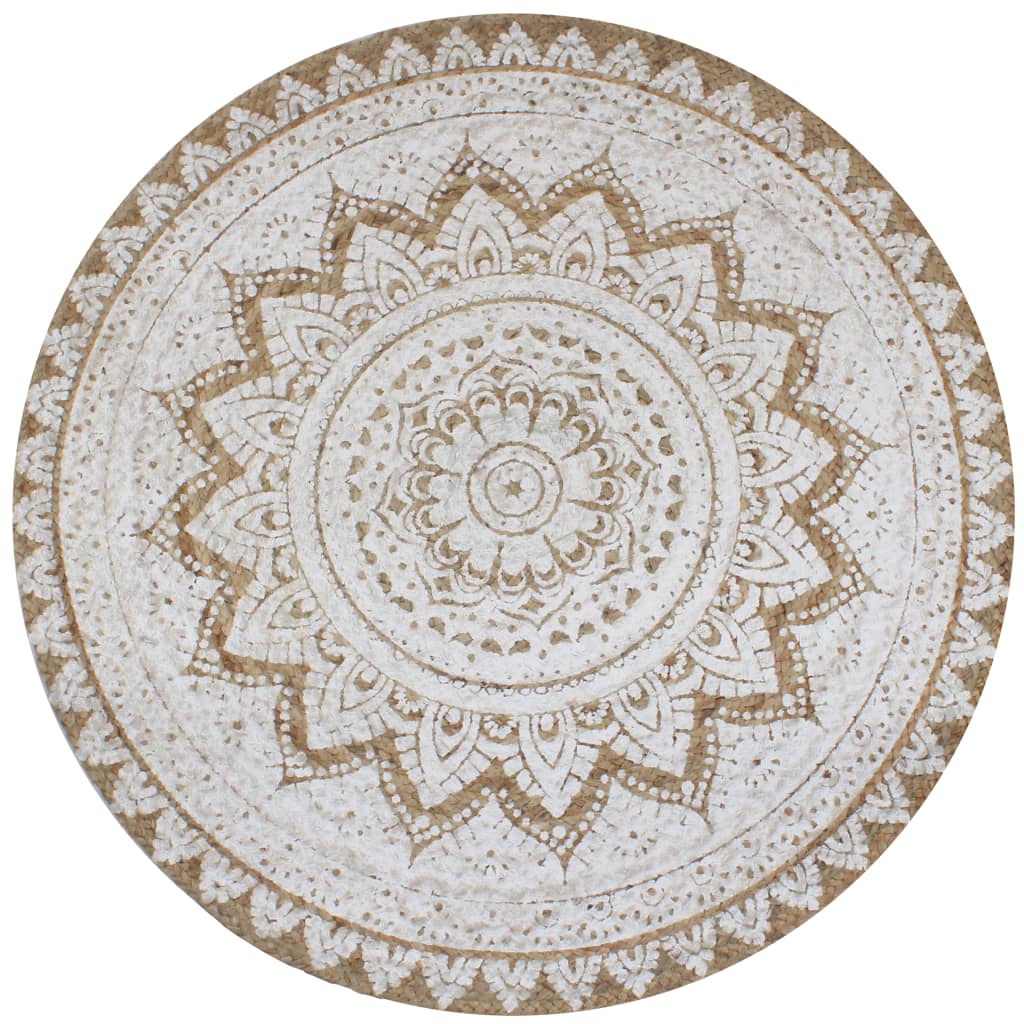 Vidaxl Carpet with print around 90 cm braided jute