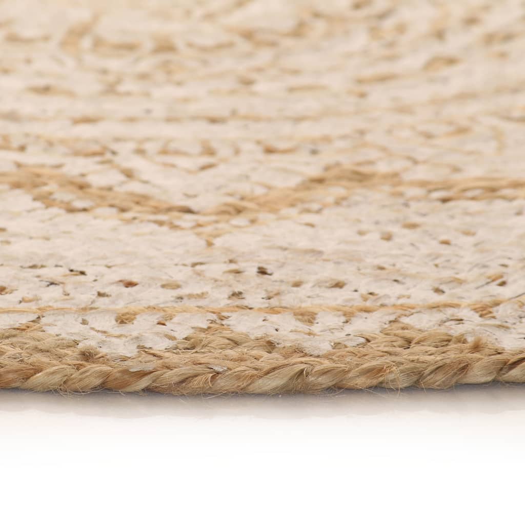 Vidaxl Carpet with print around 90 cm braided jute