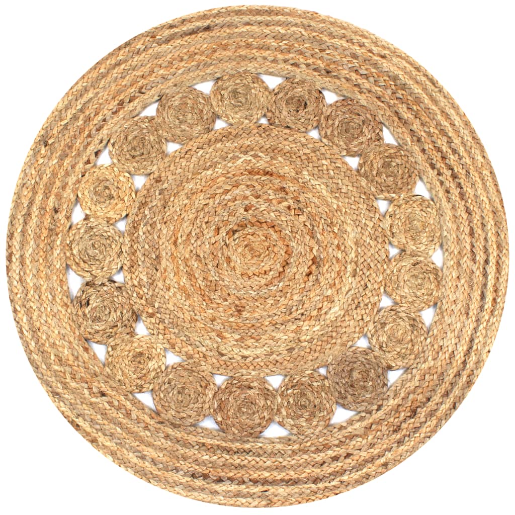 VidaXL carpet with design around 90 cm braided jute