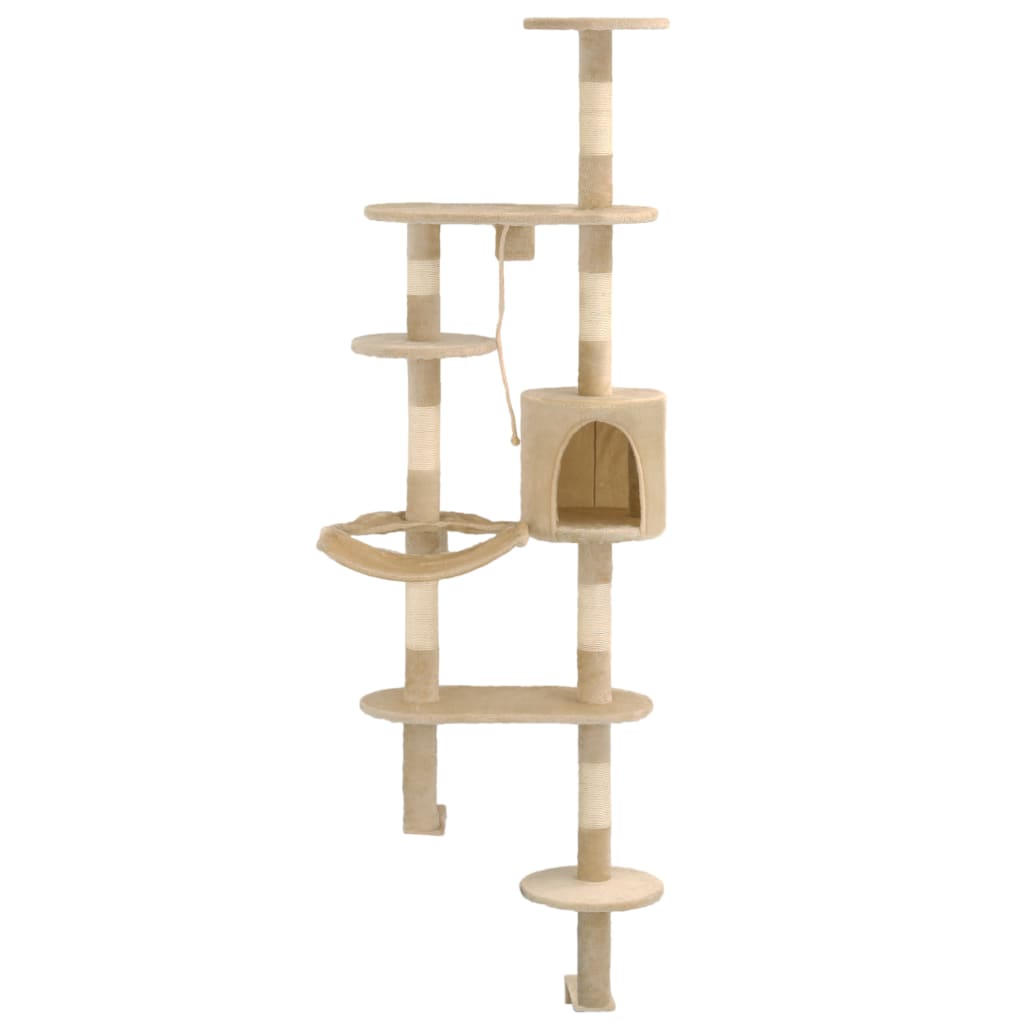 Vidaxl Cat Scratching Post med sisal skrabe stolper vægmontering 194 cm beige