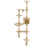 Vidaxl Cat Scratching Post med sisal skrabe stolper vægmontering 194 cm beige
