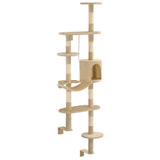 Vidaxl Cat Scratching Post med sisal skrabe stolper vægmontering 194 cm beige