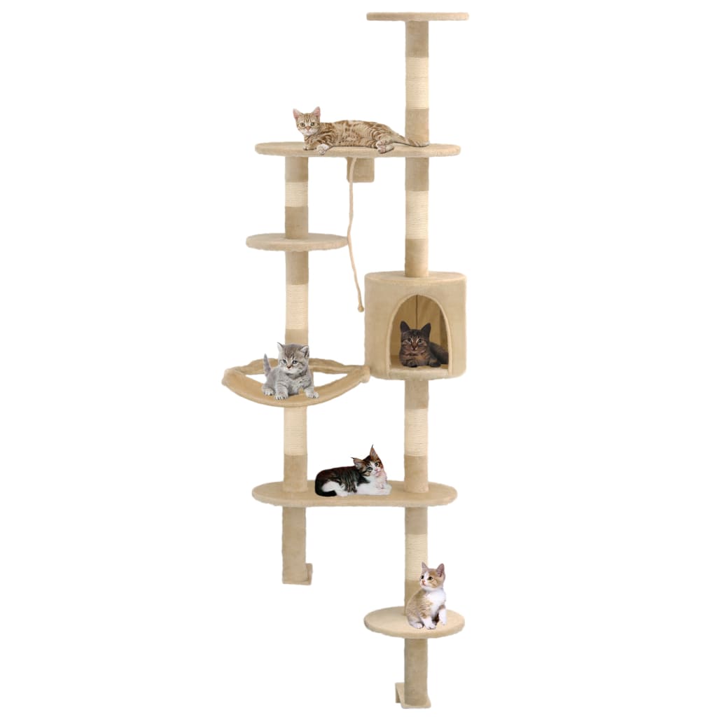 Vidaxl Cat Scratching Post med sisal skrabe stolper vægmontering 194 cm beige